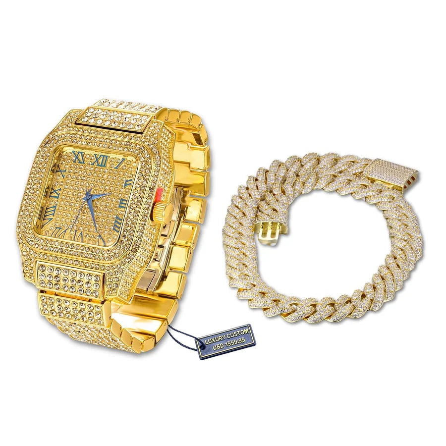 Bling Rapper Necklace, Watch+Bracelet Jewelry