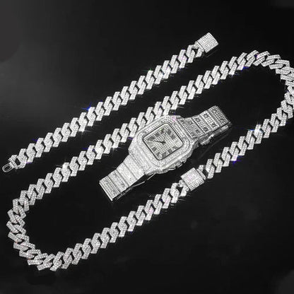 Bling Rapper Necklace, Watch+Bracelet Jewelry